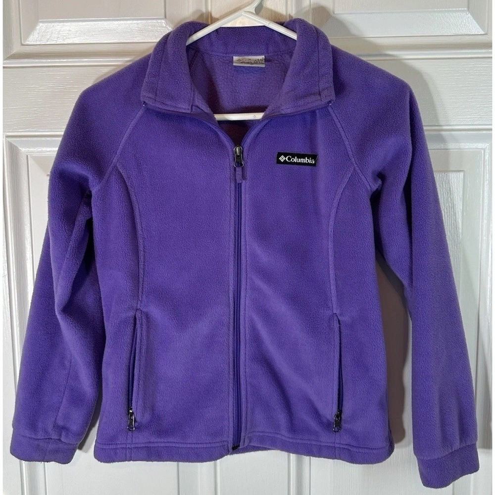 Columbia Girls Benton Springs Fleece Jacket Medium 10-12 Purple Full Zip